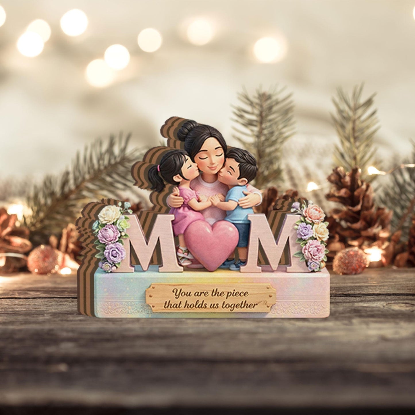 Custom Mother’s Day Wooden Block With Kids Names Personalized Mom Birthday Gift From Daughter Son Meaningful Family Decor For Living Room