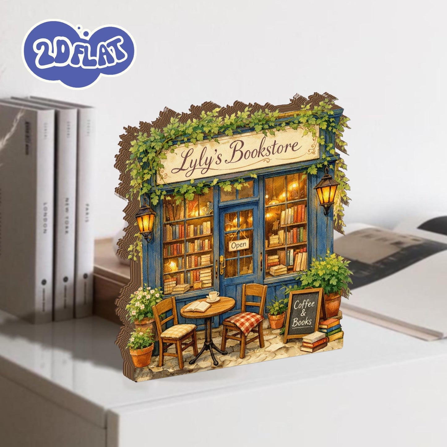 Custom Mini Bookstore Wooden Block, Reading Nook Decor