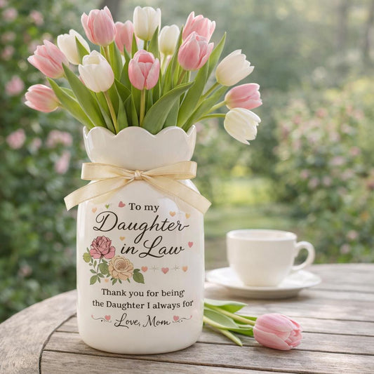 Personalized Daughter In Law Vase, Wedding Gift for Daughter In Law, Mother's Day Gift for Daughter In Law, Gift from Mom, New Mom Gift