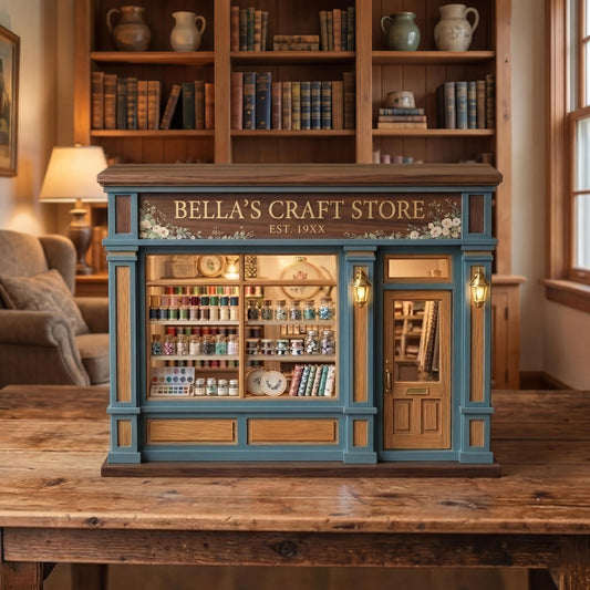 Custom Craft Store Wooden Block, Mini Hobby Shop Decor, Personalized Sewing Room Sign, Handmade Craft Lover Gift for Her