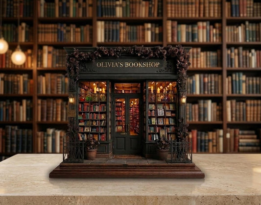 Custom Name Bookstore Block - Vintage Library Aesthetic Decor - Dark Academia Gift for Readers