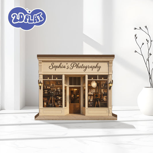 Custom Photography Studio Wooden Block, Vintage Camera Storefront Decor