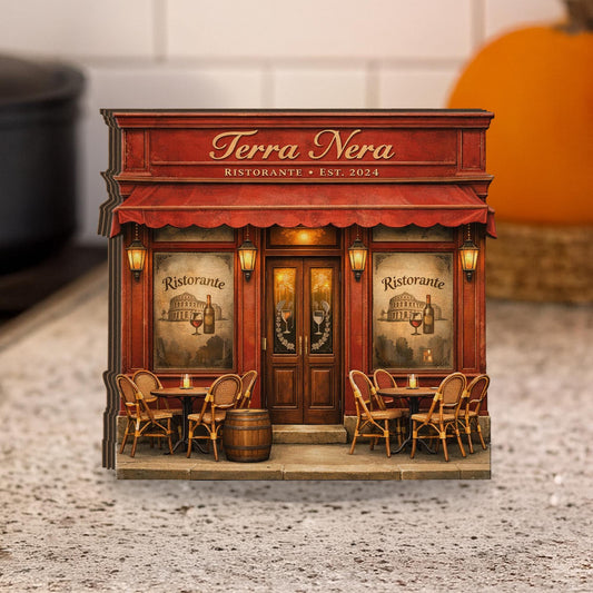 Custom Wooden Block Restaurant Name Miniature, Home Decor Gift