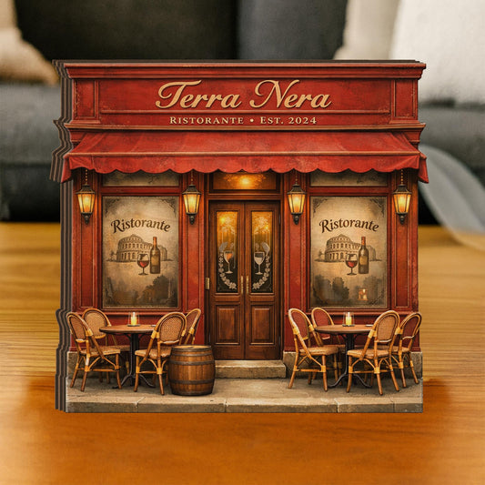 Custom Wooden Block Restaurant Name Miniature, Home Decor Gift