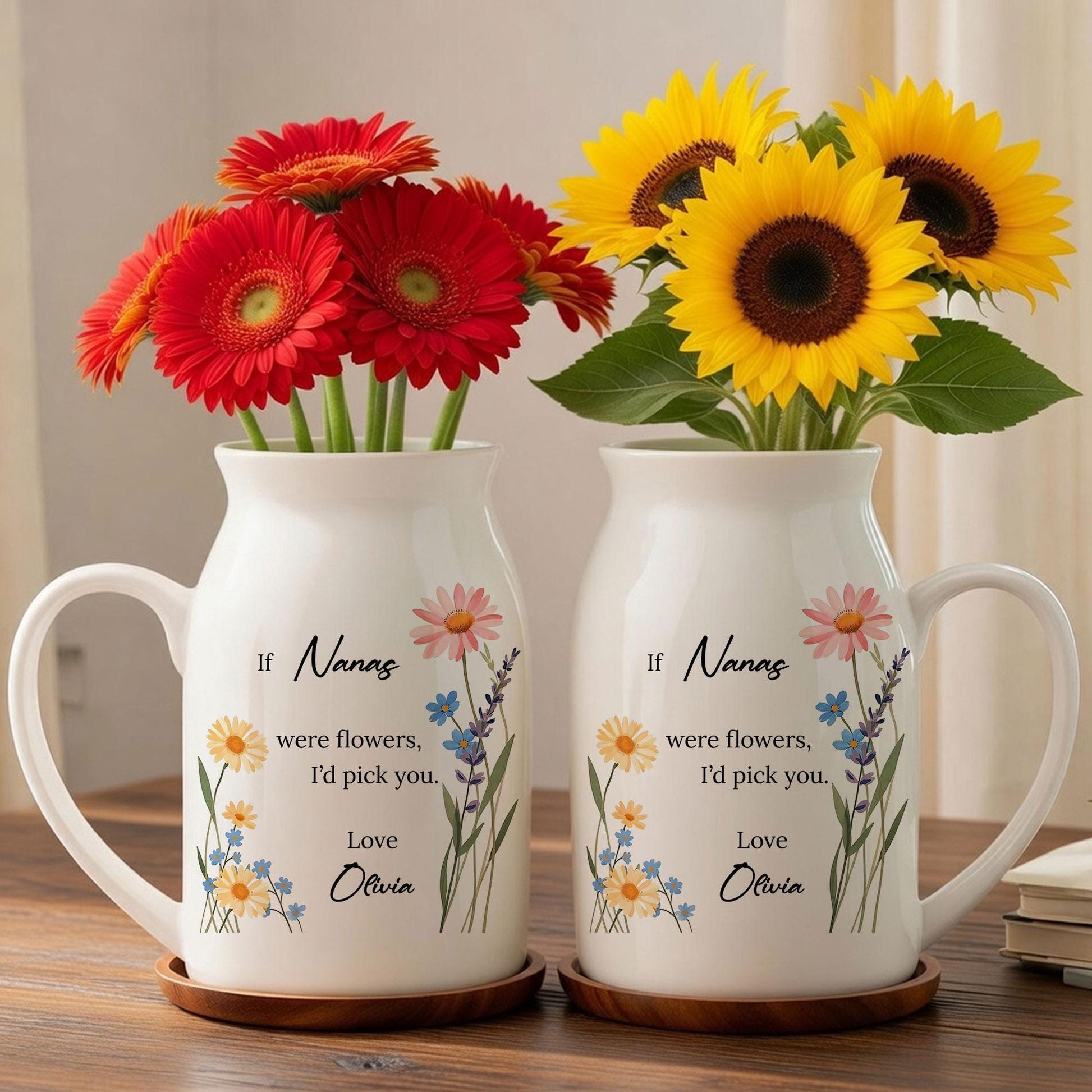 Personalized Nana Ceramic Vase, Floral Message Gift, Grandma Mother's Day Present