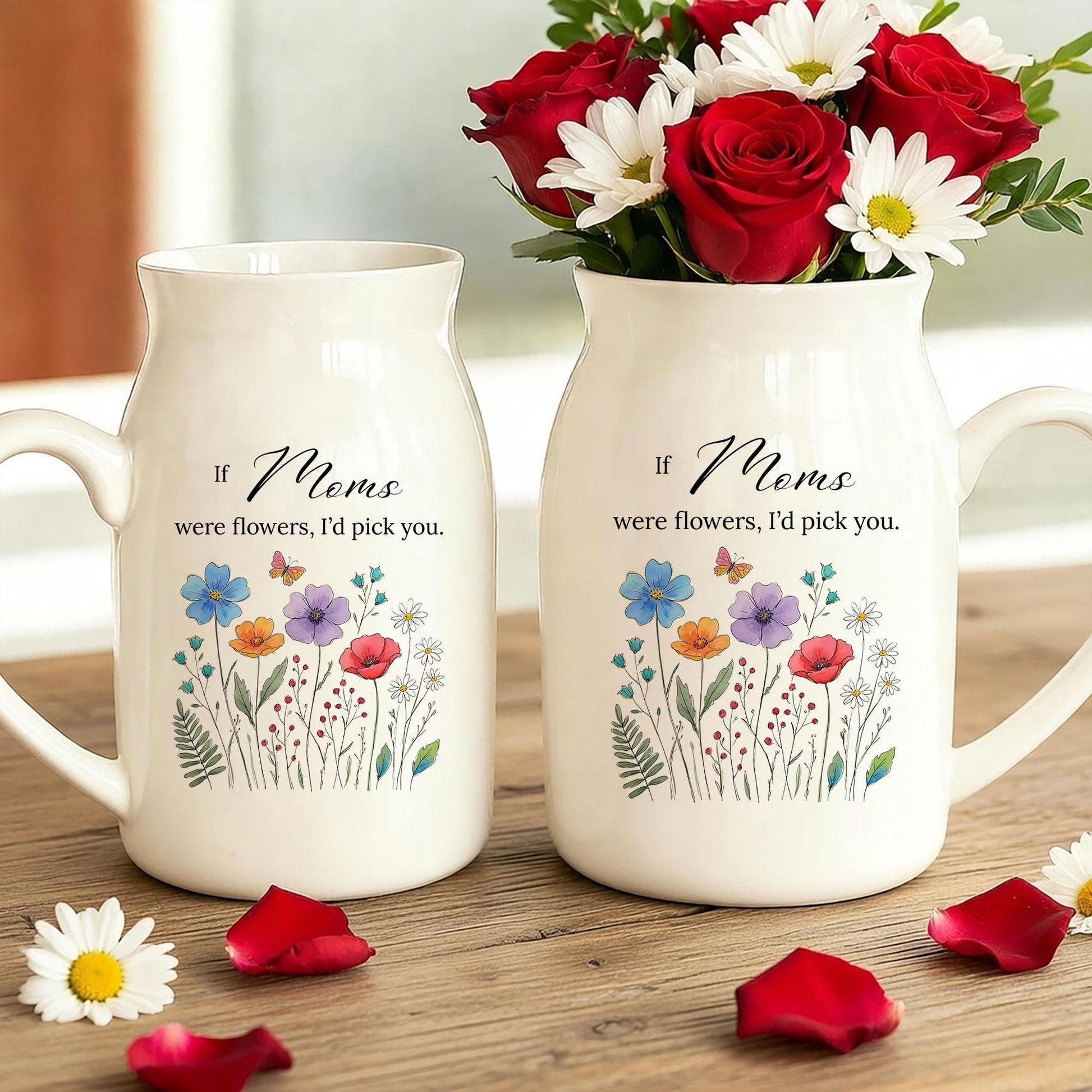 Ceramic Wildflower Vase – "If Moms Were Flowers" Mother's Day Gift