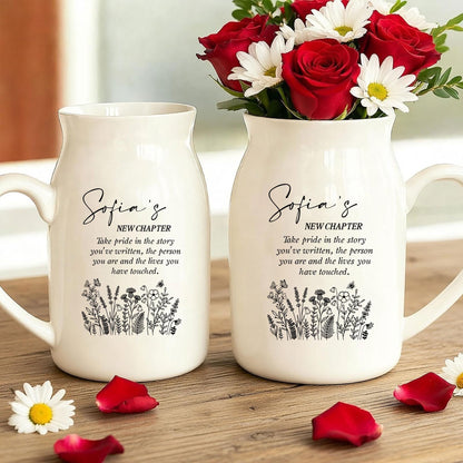 Personalized Retirement Gift - Custom Name Flower Vase - New Chapter Keepsake
