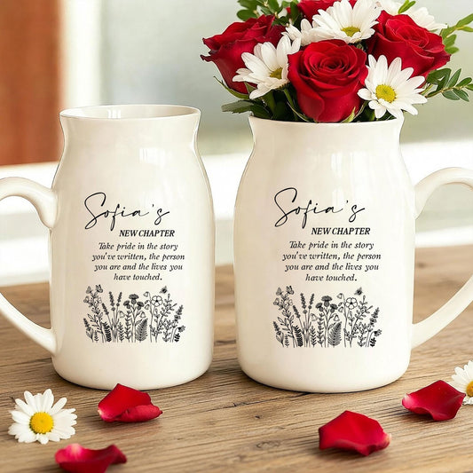 Personalized Retirement Gift - Custom Name Flower Vase - New Chapter Keepsake