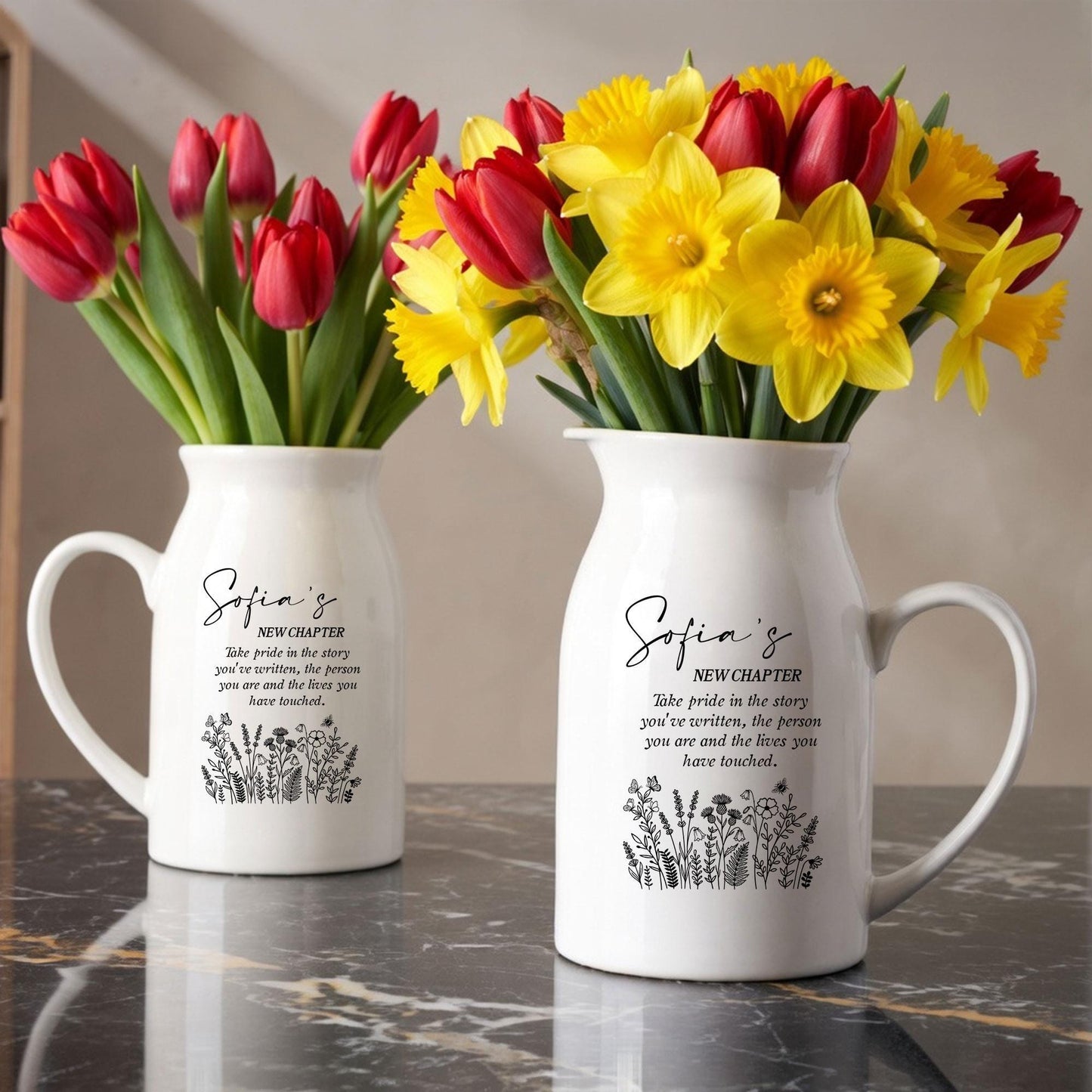 Personalized Retirement Gift - Custom Name Flower Vase - New Chapter Keepsake