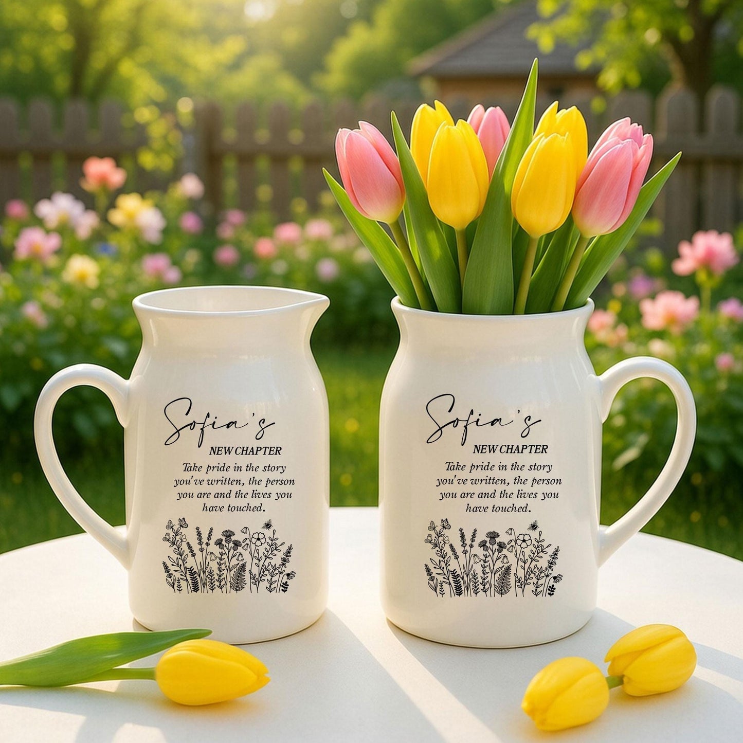 Personalized Retirement Gift - Custom Name Flower Vase - New Chapter Keepsake