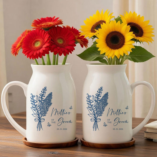Personalized Mother of the Groom Vase, Custom Floral Wedding Keepsake
