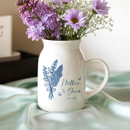 Personalized Mother of the Groom Vase, Custom Floral Wedding Keepsake