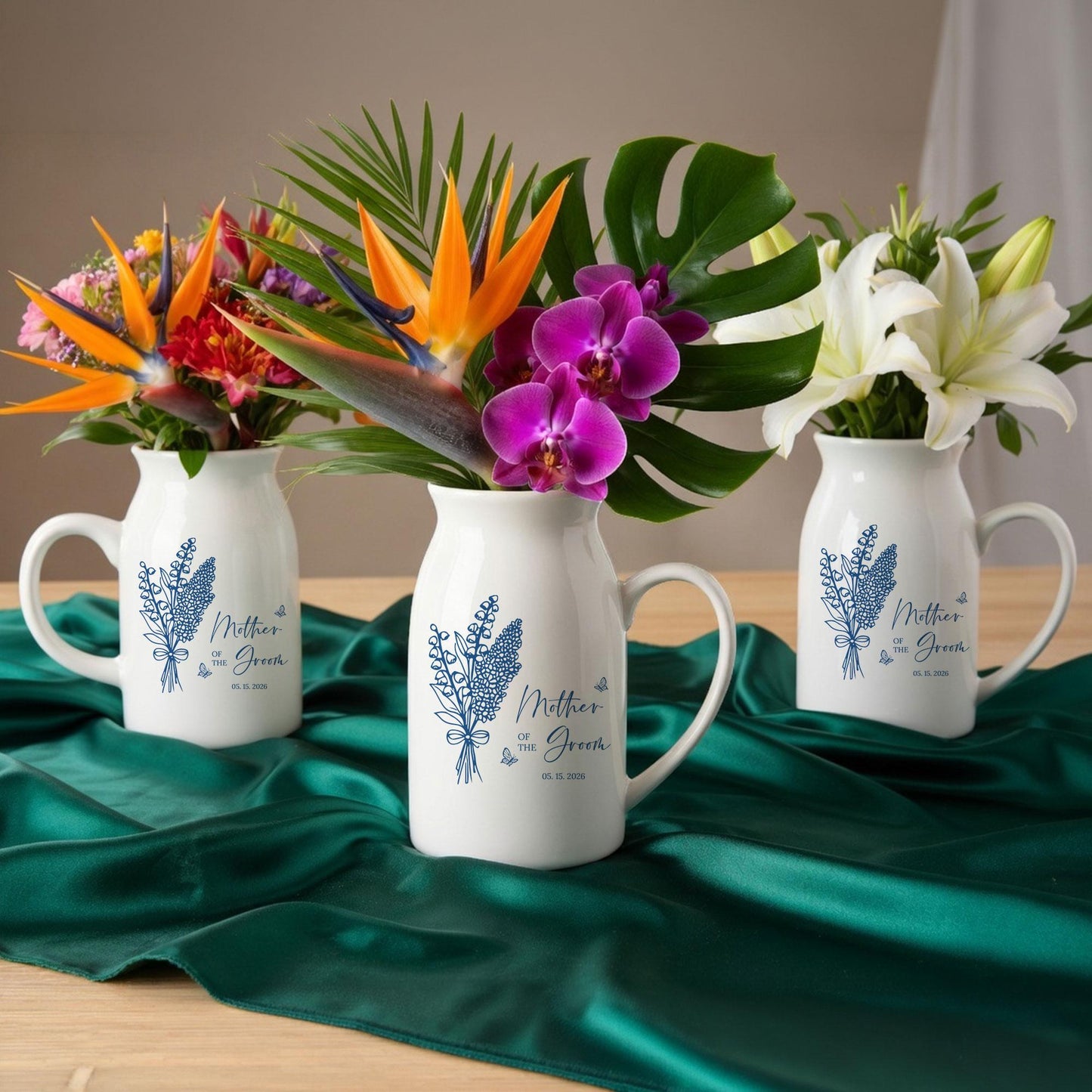 Personalized Mother of the Groom Vase, Custom Floral Wedding Keepsake