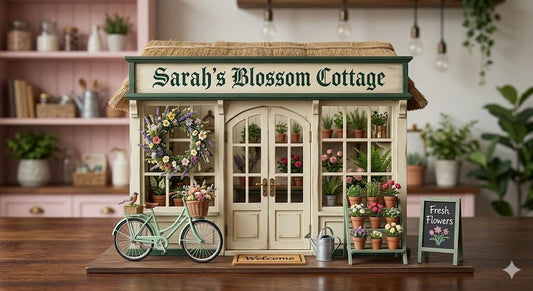 Custom Flower Shop Sign, Personalized Wooden Block, Floral Storefront Decor, Cottagecore Home Decor, Bookish Gift