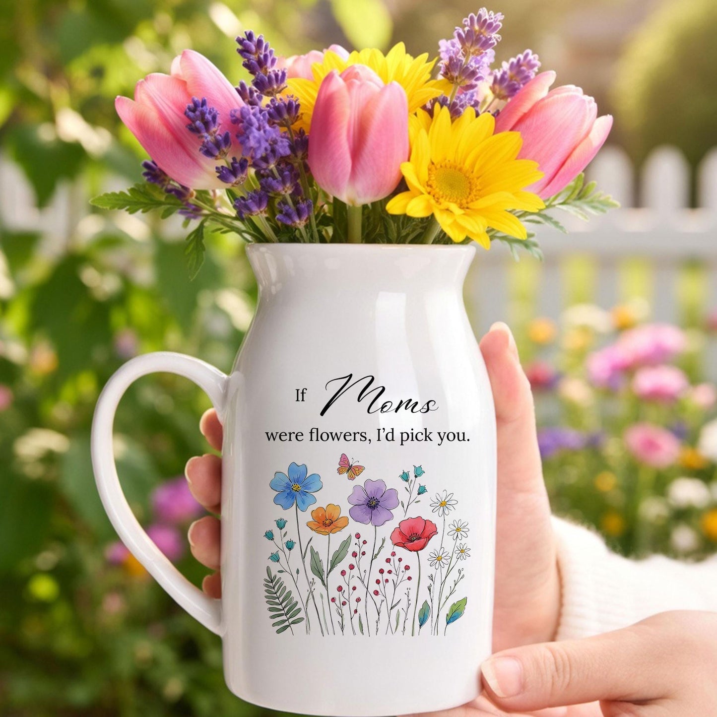Ceramic Wildflower Vase – "If Moms Were Flowers" Mother's Day Gift