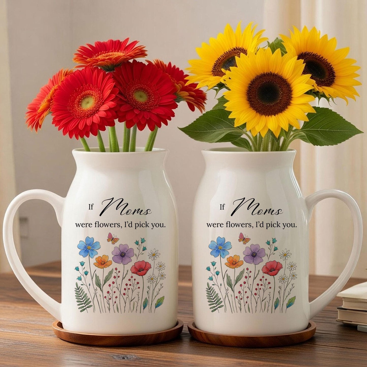 Ceramic Wildflower Vase – "If Moms Were Flowers" Mother's Day Gift