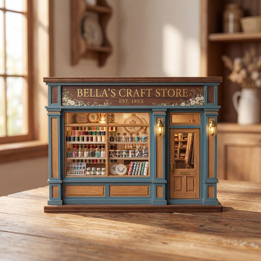 Custom Craft Store Wooden Block, Mini Hobby Shop Decor, Personalized Sewing Room Sign, Handmade Craft Lover Gift for Her