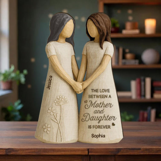 Custom Love You Forever Daughter Mother 3D Effect Wooden Block, Gift for Daughter from Mom, Mother's Day Gift, Mom & Daughter Wood Sign