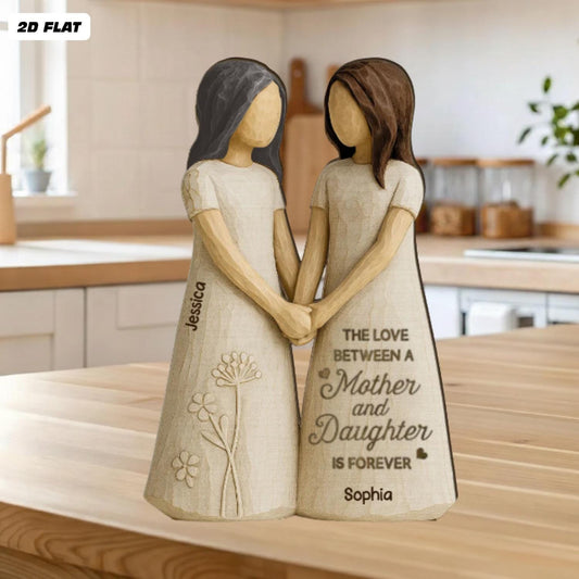 Custom Love You Forever Daughter Mother 3D Effect Wooden Block, Gift for Daughter from Mom, Mother's Day Gift, Mom & Daughter Wood Sign