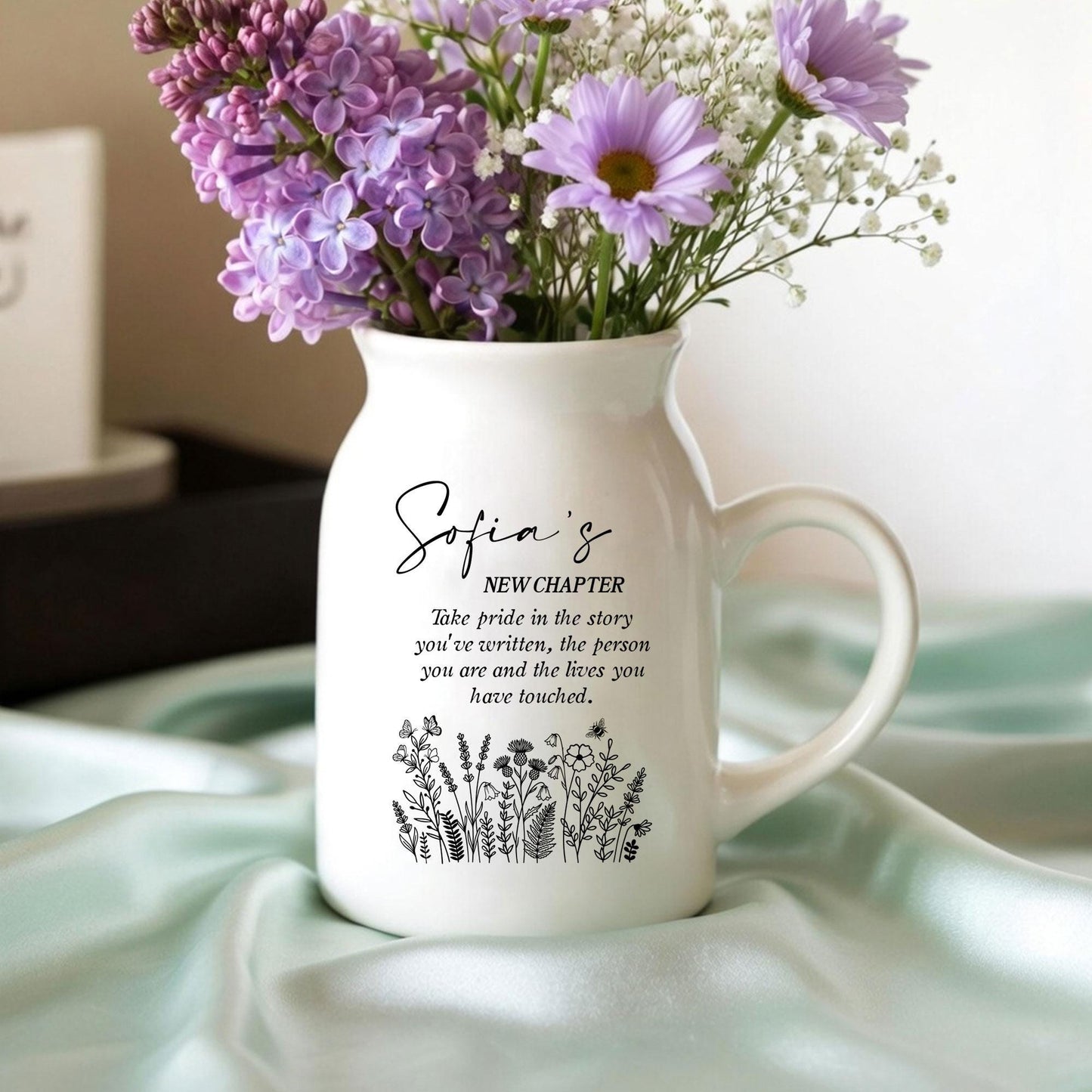 Personalized Retirement Gift - Custom Name Flower Vase - New Chapter Keepsake