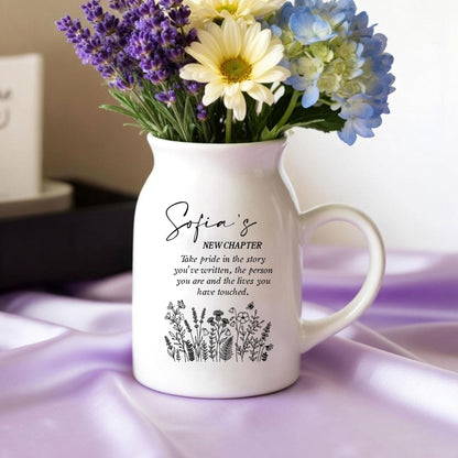 Personalized Retirement Gift - Custom Name Flower Vase - New Chapter Keepsake