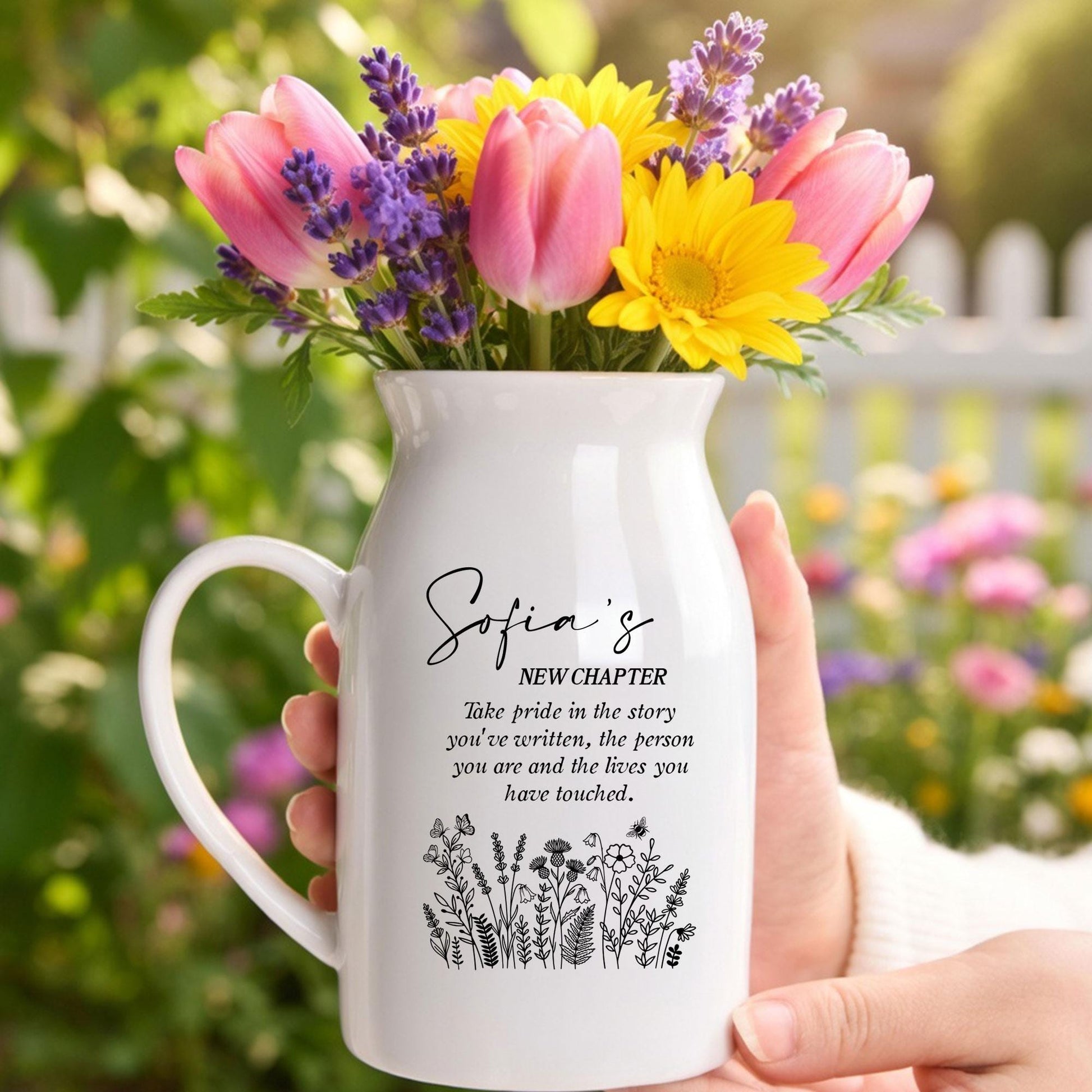 Personalized Retirement Gift - Custom Name Flower Vase - New Chapter Keepsake
