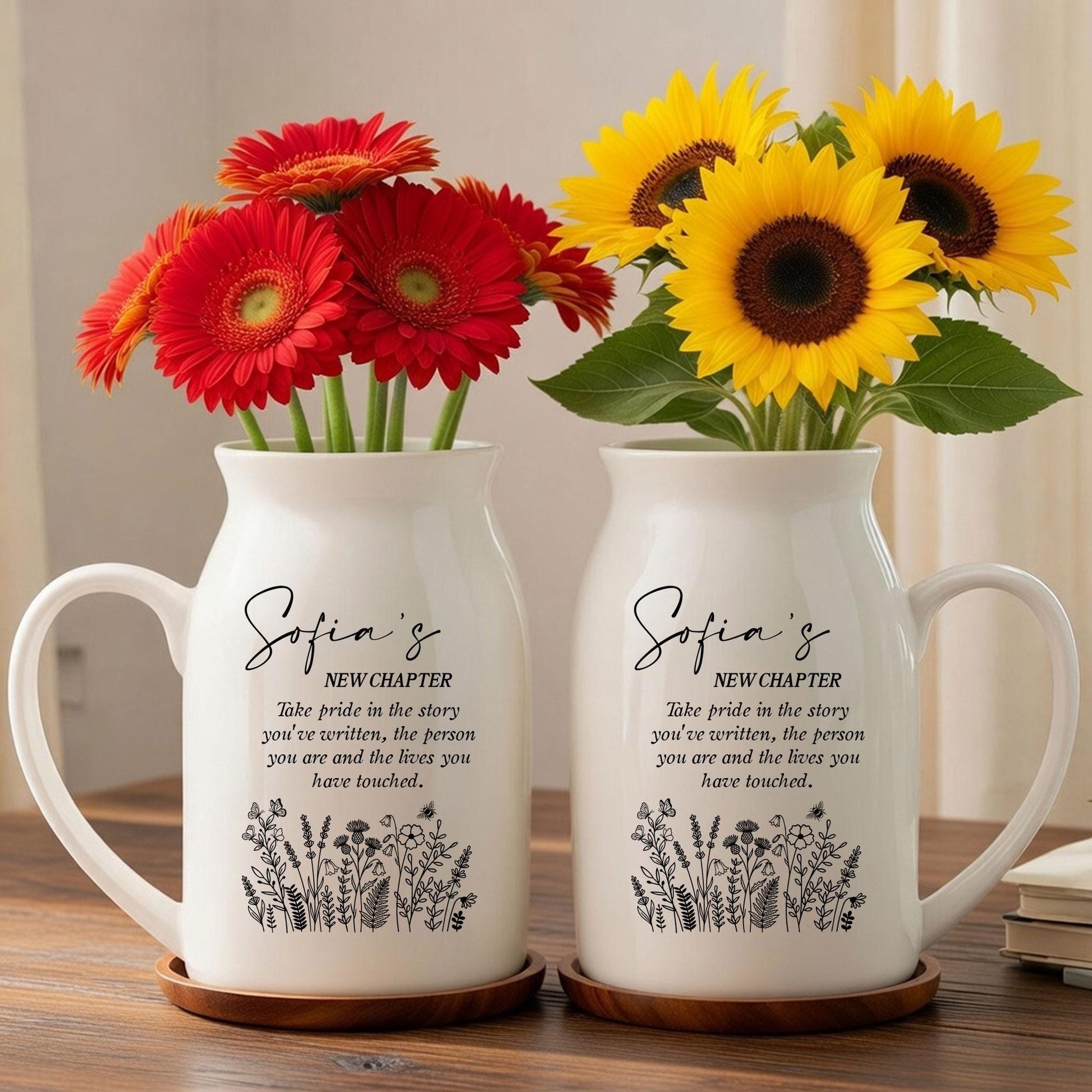 Personalized Retirement Gift - Custom Name Flower Vase - New Chapter Keepsake