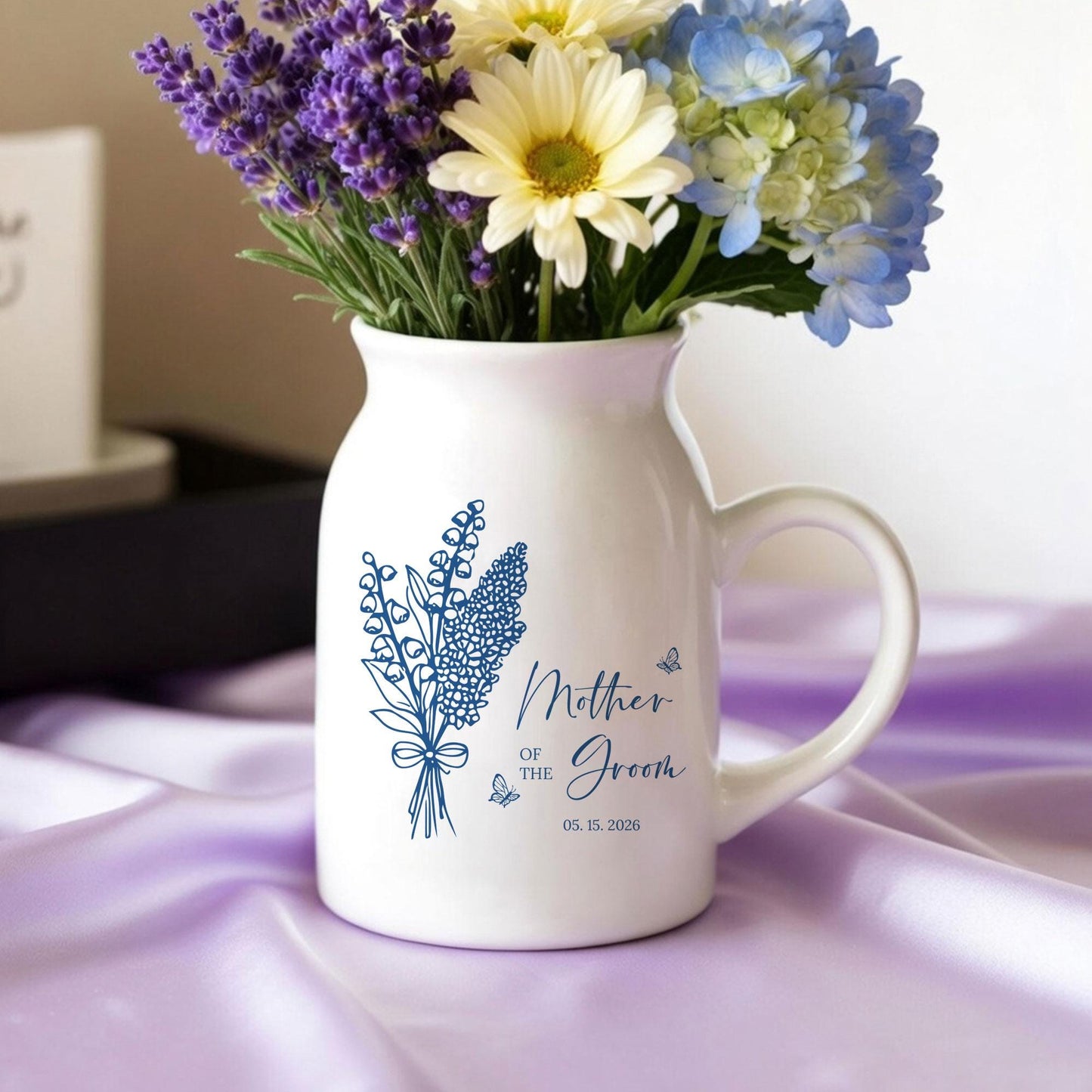 Personalized Mother of the Groom Vase, Custom Floral Wedding Keepsake