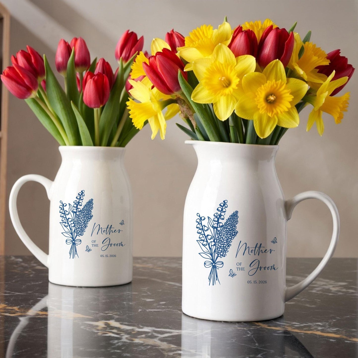 Personalized Mother of the Groom Vase, Custom Floral Wedding Keepsake