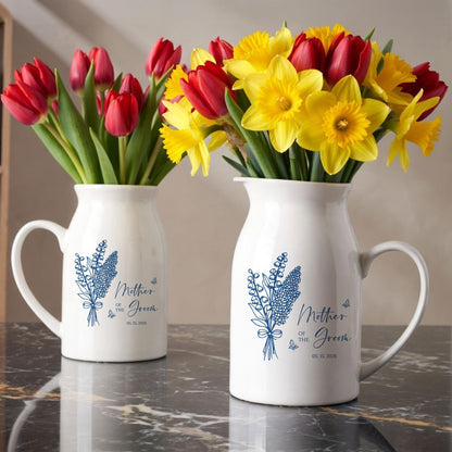 Personalized Mother of the Groom Vase, Custom Floral Wedding Keepsake