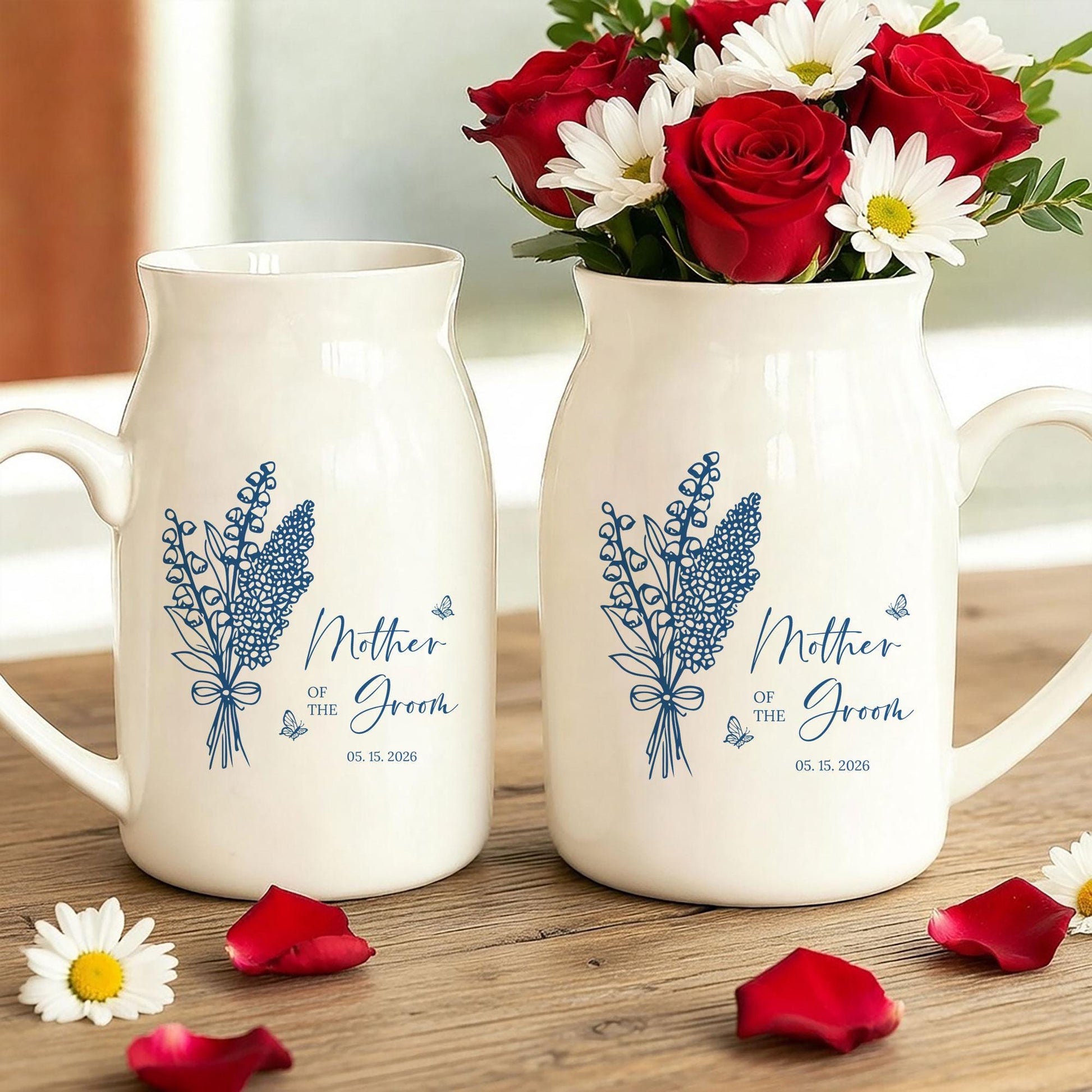Personalized Mother of the Groom Vase, Custom Floral Wedding Keepsake