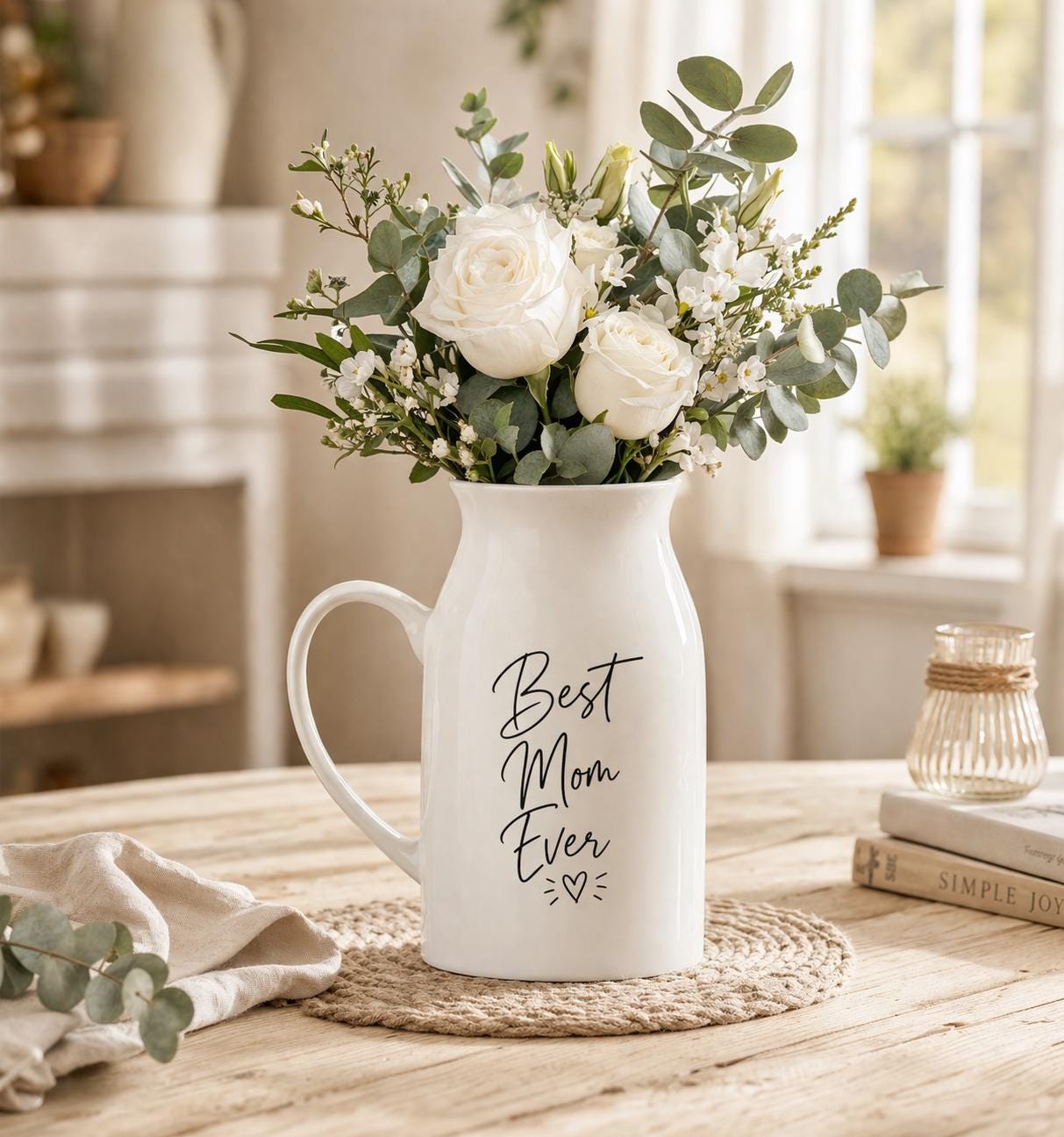 Best Mom Ever Flower Vase, Personalized Mom Vase, Ceramic Floral Vase Gift, Mother’s Day Gift for Mom