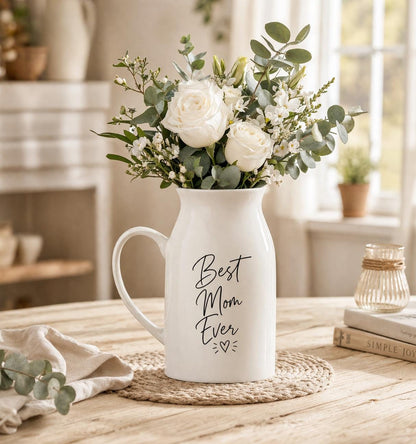 Best Mom Ever Flower Vase, Personalized Mom Vase, Ceramic Floral Vase Gift, Mother’s Day Gift for Mom