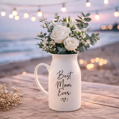 Best Mom Ever Flower Vase, Personalized Mom Vase, Ceramic Floral Vase Gift, Mother’s Day Gift for Mom