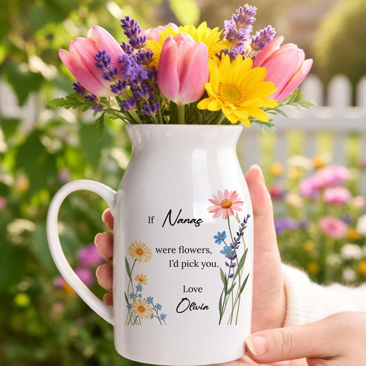 Personalized Nana Ceramic Vase, Floral Message Gift, Grandma Mother's Day Present