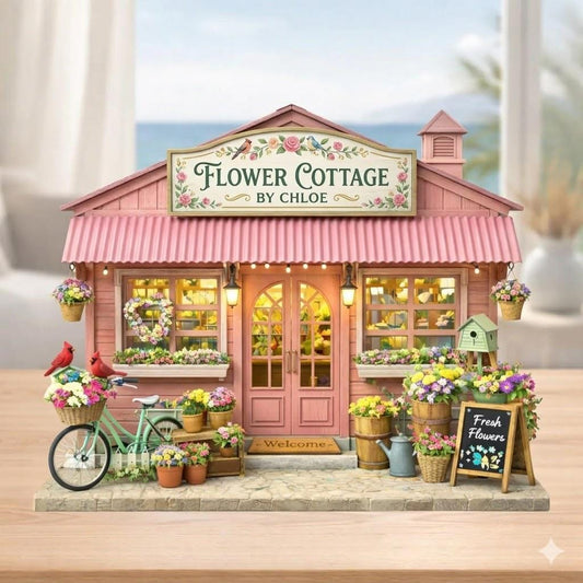 Custom Flower Shop Sign, Personalized Wooden Block, Floral Storefront Decor, Cottagecore Home Decor, Bookish Gift