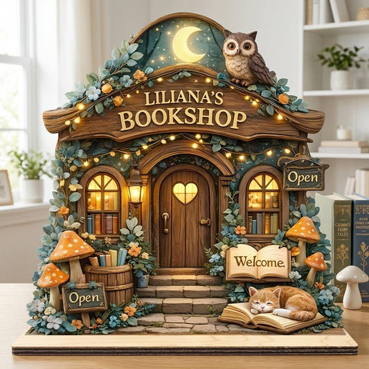 Custom Vintage Floral Bookstore Wooden Block, Bookshop Decor, Custom Book Lover & Reader Gift, Bookshelf Decore, Library Decor, Bookish Gift