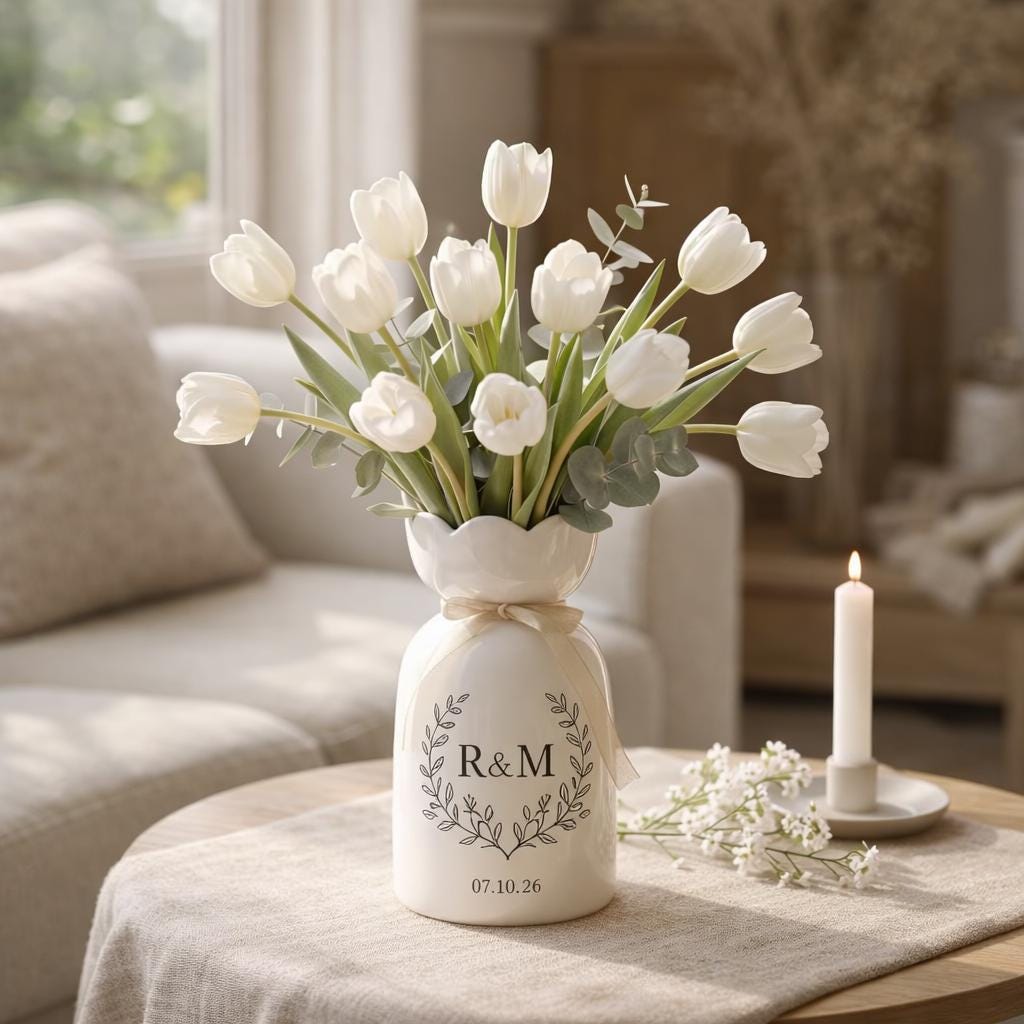 Personalized Wedding Vase For Couple, Engagement Gift For Newlyweds,  Flower Vase, Bridal Shower Or Anniversary Gift