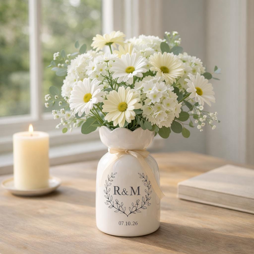 Personalized Wedding Vase For Couple, Engagement Gift For Newlyweds,  Flower Vase, Bridal Shower Or Anniversary Gift