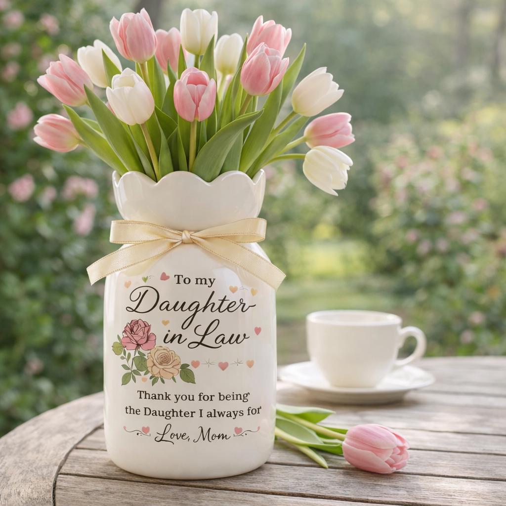 Personalized Daughter In Law Vase, Wedding Gift for Daughter In Law, Mother's Day Gift for Daughter In Law, Gift from Mom, New Mom Gift