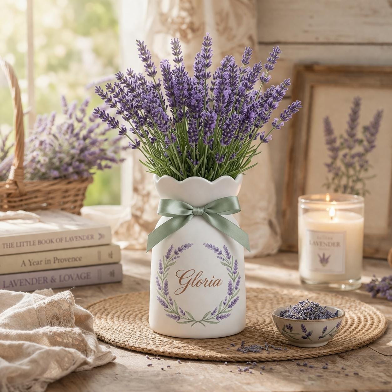 Personalized Floral Name Flower Vase, Custom Home Decor, Ceramic Decorative Vase, Mother's Day Gift for Her, Gift for Mom