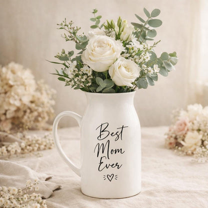 Best Mom Ever Flower Vase, Personalized Mom Vase, Ceramic Floral Vase Gift, Mother’s Day Gift for Mom