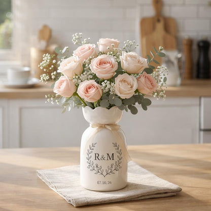 Personalized Wedding Vase For Couple, Engagement Gift For Newlyweds,  Flower Vase, Bridal Shower Or Anniversary Gift