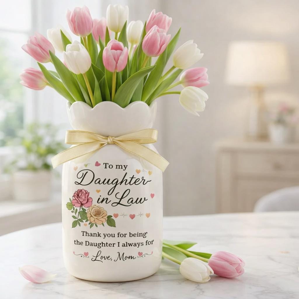 Personalized Daughter In Law Vase, Wedding Gift for Daughter In Law, Mother's Day Gift for Daughter In Law, Gift from Mom, New Mom Gift