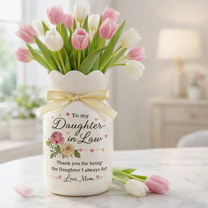 Personalized Daughter In Law Vase, Wedding Gift for Daughter In Law, Mother's Day Gift for Daughter In Law, Gift from Mom, New Mom Gift