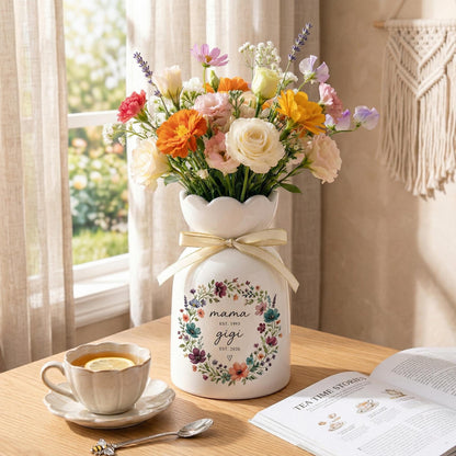 Personalized First Mom Now Grandma Flower Vase, Birth Month Flower Vase with Grandkids Name, Grandma Gift, Mothers Day Gift