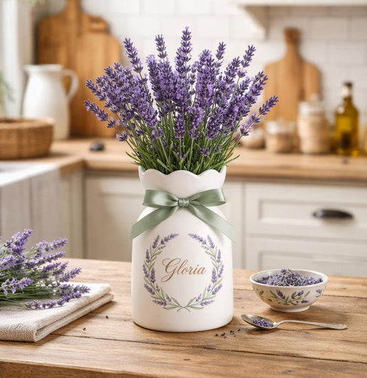 Personalized Floral Name Flower Vase, Custom Home Decor, Ceramic Decorative Vase, Mother's Day Gift for Her, Gift for Mom