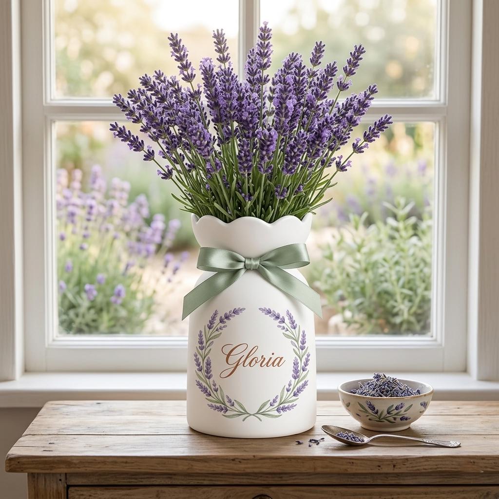 Personalized Floral Name Flower Vase, Custom Home Decor, Ceramic Decorative Vase, Mother's Day Gift for Her, Gift for Mom