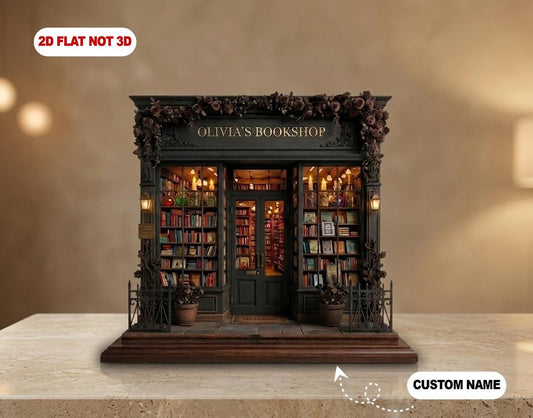 Custom Name Bookstore Block - Vintage Library Aesthetic Decor - Dark Academia Gift for Readers